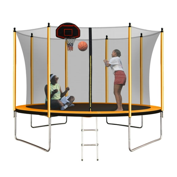 SkyBound 12ft Outdoor Recreational Trampoline with Enclosuure Net for Kids and Adults,Orange