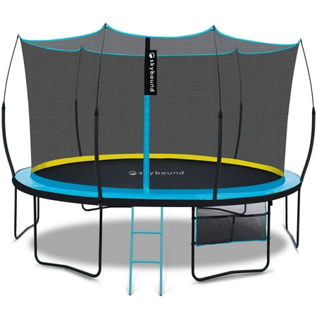 SkyBound 14FT Kids Trampolines with Patented Fiberglass Curved Poles, Outdoor Backyard Trampoline for Kids and Adults, 1060lbs Weight Capacity