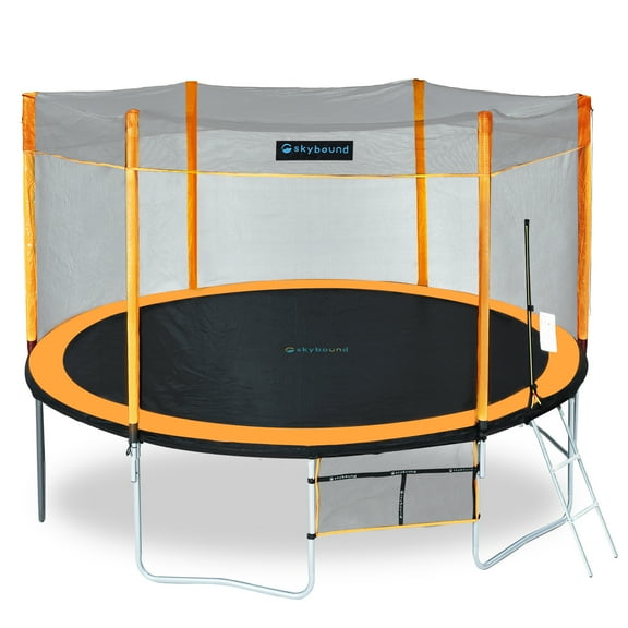 SkyBound 15ft Outdoor Recreational Trampoline with Enclosuure Net for Kids and Adults, Orange