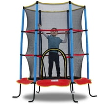 SkyBound 55 Inch Mini Trampoline for Kids with Enclosure System, Indoor Toddler Trampoline, Red