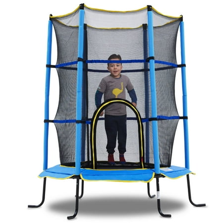 SkyBound 55 Inch Toddler Trampoline for Kids, Indoor Mini Trampoline with Enclosure System