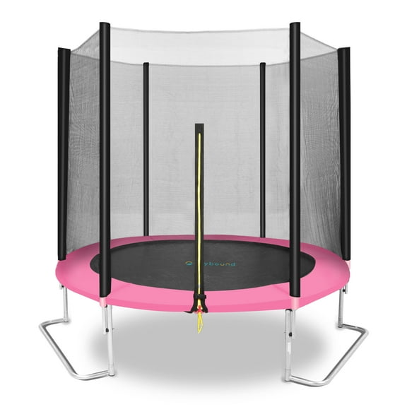 SkyBound 8 FT Trampoline with Enclosure - Recreational Trampolines with L-Shaped Legs for Extra Stability - Outdoor Trampoline for Kids and Adults