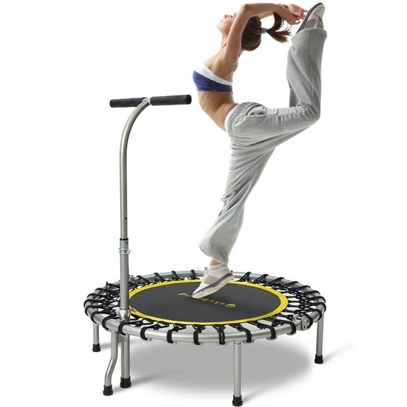 SkyBound Foldable Mini Trampoline.Fitness Rebounder with Adjustable T-Bar Handle - Exercise Trampoline for Adult -  Boogie Bounce Elite Fitness Trampoline for Workout Trainer
