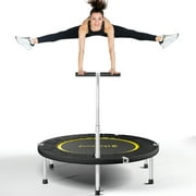 SkyBound Boogie Bounce Foldable Mini Trampoline 40 Inch, in-Home Cardio Fitness Rebounder with Adjustable T-Bar Handle,Exercise Trampoline for Adult, Fitness Trampoline for Workout Trainer