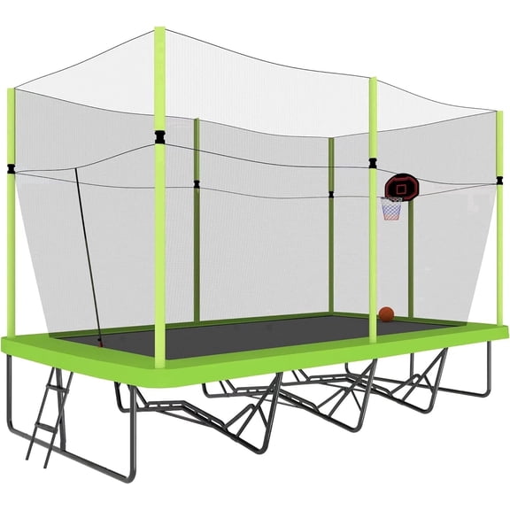 SkyBound Rectangular Trampoline with Enclosure Net Performance Build 10x17 FT