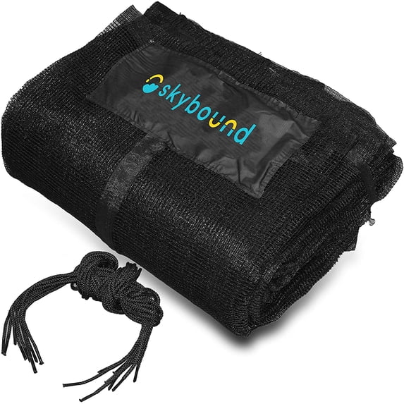SkyBound Replacement Trampoline Safety Net Enclosure - Fits 15ft Trampolines that have 6 Straight Poles and Pole Caps w/ Handled - Net Only!