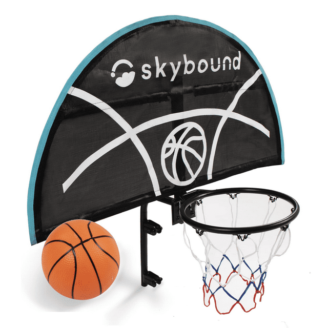 SkyBound Trampoline Basketball Hoop Attachment with Mini Basketball and