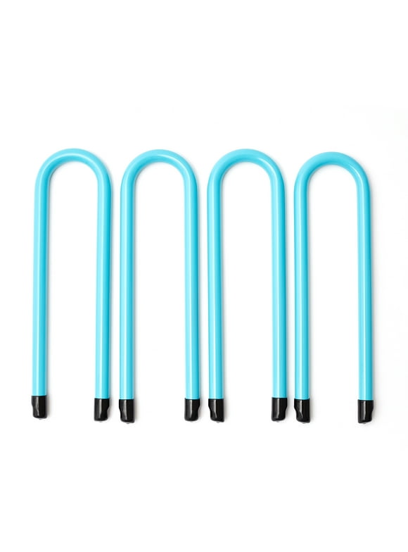 SkyBound Trampoline U-Shaped Anchor Kits - Heavy Duty Wind Stakes - Unique End-Cap Designed for Safety and Easy Install - Trampoline Accessories for Outdoor Protection - Set of 4 - Blue