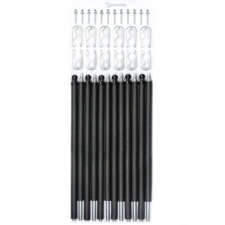 SkyBound Universal Replacement Enclosure Poles and Hardware - Complete Set of 6 Poles - Net Not Included (Black)