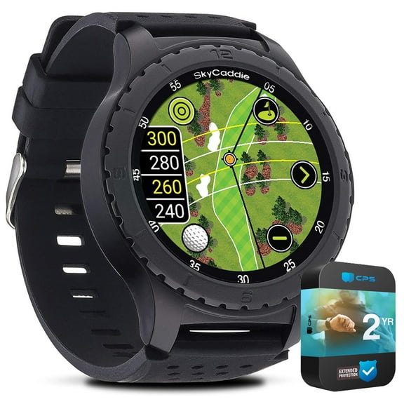 SkyCaddie LX5 GPS Golf Watch with Touchscreen Display and HD Color Black Bundle with 2 YR CPS Enhanced Protection Pack
