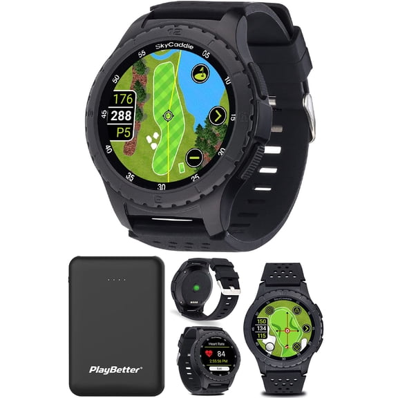 SkyCaddie LX5 GPS Watch Power Bundle PlayBetter Portable Charger 35 000 Maps IntelliGreen Pinpoint Technology Golf Smartwatch