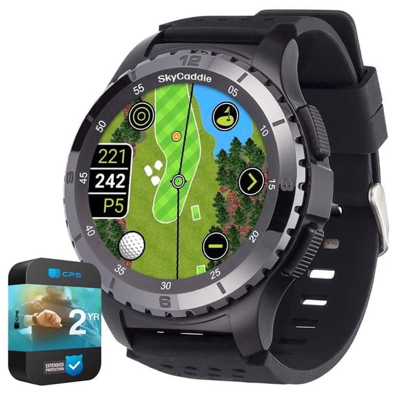 SkyCaddie LX5C Golf GPS Watch with Ceramic Bezel Black Bundle with 2 YR CPS Enhanced Protection Pack