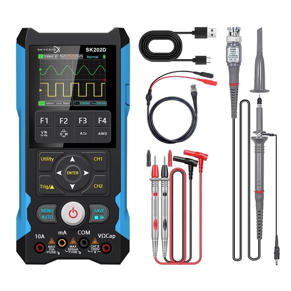 Skycenx Sk202D 3 in 1 Handheld Oscilloscope Multimeter, 2 Channels, 80MHz Bandwidth, 200MSa/s Sampling Rate