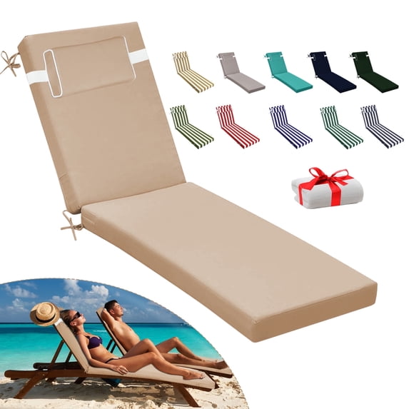 SDJPOI Outdoor Chaise Lounge Cushions, 72×21×3in Patio Chair Cushion for Pool & Beach(Beige)