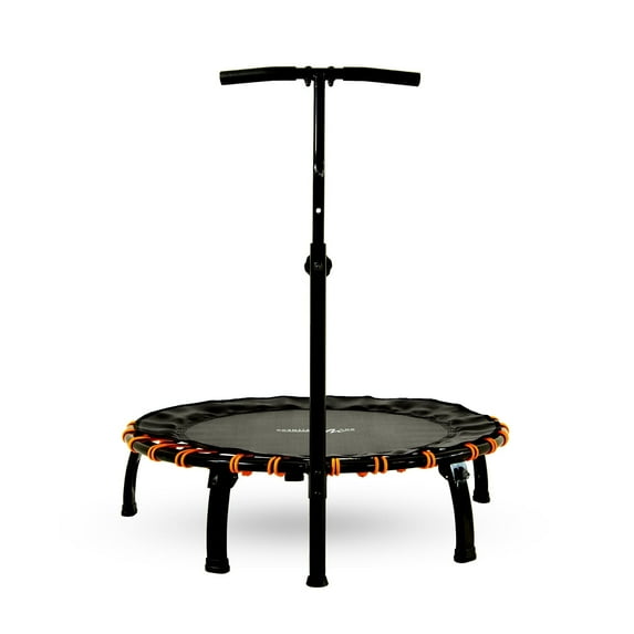 SkyFitness 40 in Black fitness trampoline with adjustable handlebar for adults, no-spring design