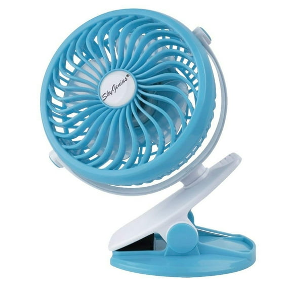 SkyGenius Battery Operated Clip on Mini Desk Fan, Blue