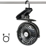 SkyGenius Rechargeable Mini Fan Battery Operated Clip on Fan Portable Desk Fan, Black