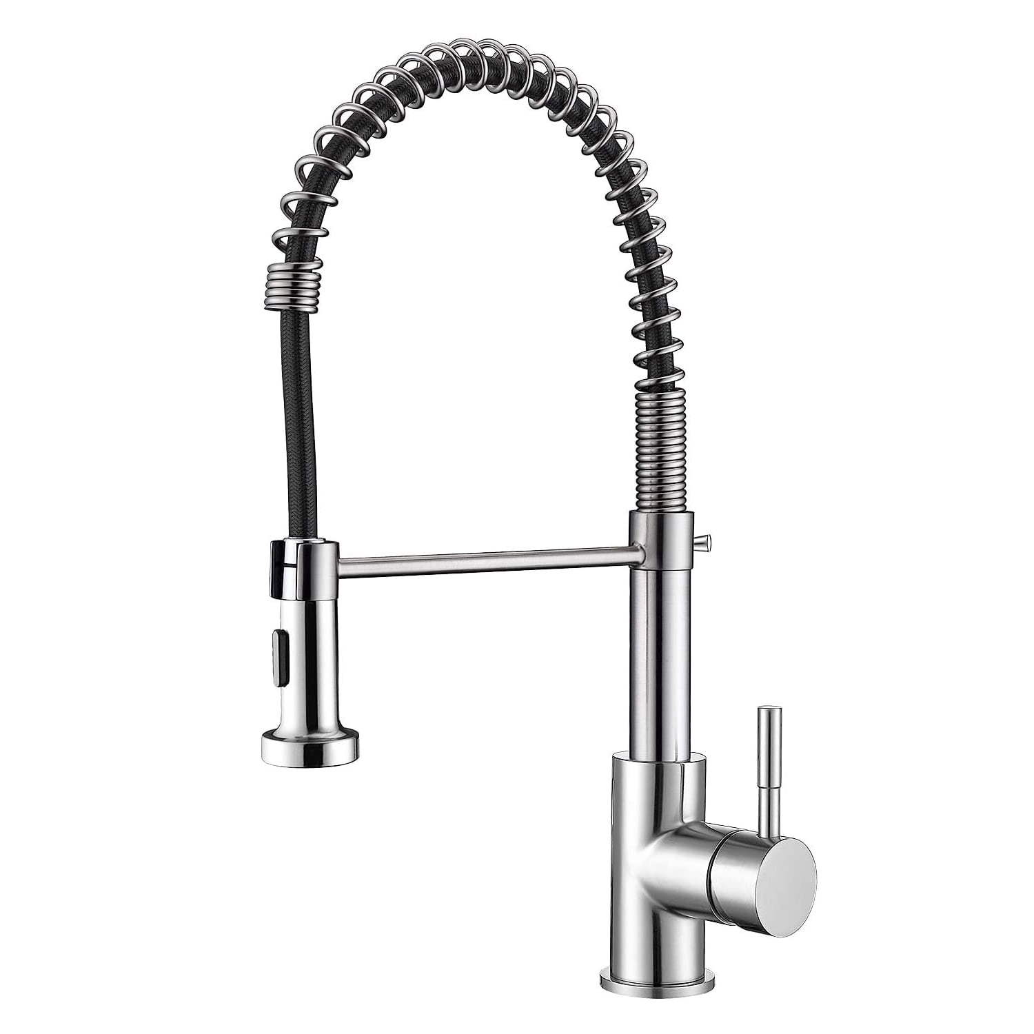 SkyGenius Single Handle Kitchen Faucet with Sprayer Spring Pull Down Sink Faucet, Brushed Nickel