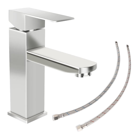 SkyGenius Single Hole Brushed Nickel Faucet for Bathroom Stainless Steel