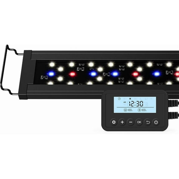 SkyLED Aquarium Light, Freshwater Fish Tank Light with Ramp Up and Dim Down, Adjustable and Lighting Schedule Programmable with Controller, 18-24 , 18 Watts