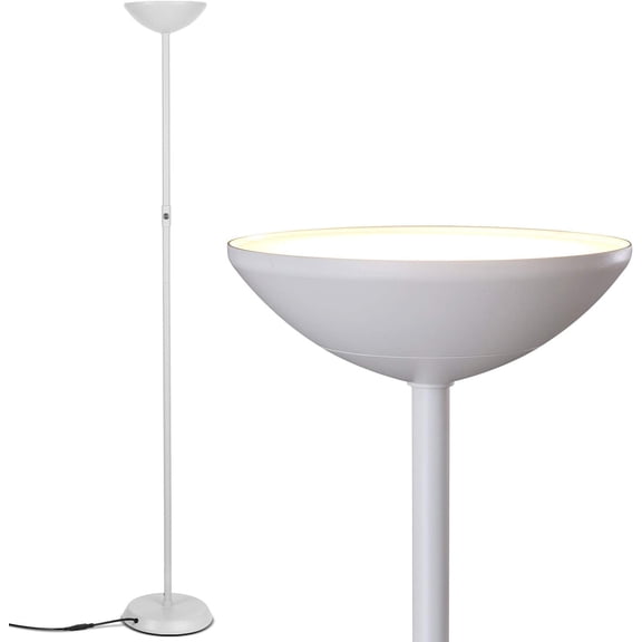 SkyLite LED Floor lamp, Torchiere Super Bright Floor Lamp for Living Rooms & Offices - 3 Way Dimmable Tall Torch Lamp, High Lumen Standing Pole Lamp for Bedroom Reading - White