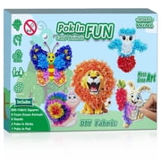 SkyMagic Poke Poke Art Animals Theme - Mess-Free Fabric Art Craft Kit with Flower Pressing, Creative Gift for Kids Ages 4+