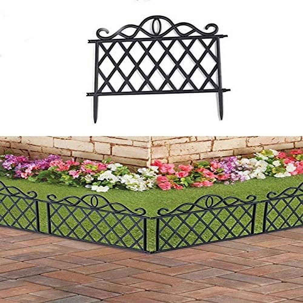 SkyMall Decorative 4 Piece Scroll Metal Look Garden Border Fence