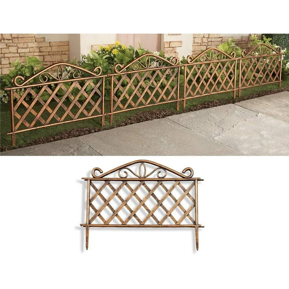 SkyMall Gold Scroll Decorative Garden Fence Polypropylene Gold, 4 Count