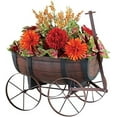 thumbnail image 1 of SkyMall Rustic Wagon Planter with Whiskey Barrel Design and Drainage, 1 of 3
