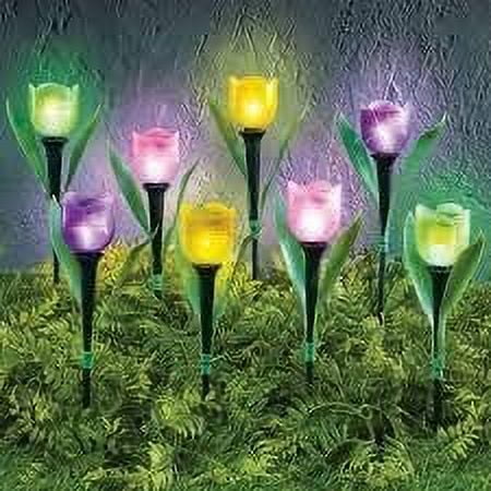 SkyMall Solar Tulip Lights - Set of 8 Colorful LED Garden Stakes
