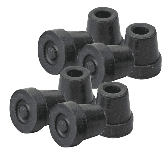 SkyMed 5/8" Shaft Large Base Quad Cane Replacement Rubber Tip Black 8 CT