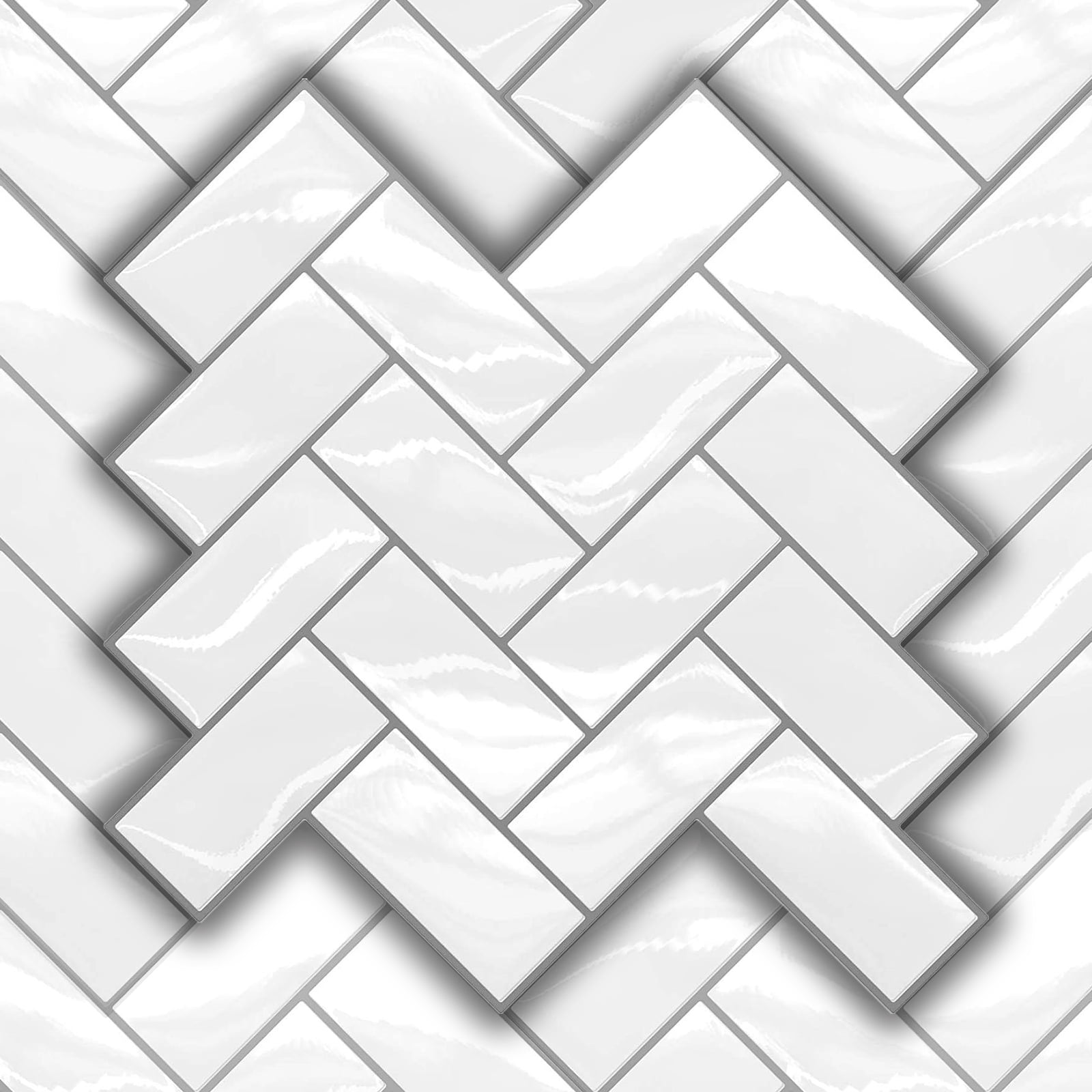CRE8TIVE 16 Sheets Herringbone Peel and Stick Backsplash Tiles 12x12  Stick on Backsplash for Kitchen Wall Tiles Self Adhesive Stick on Tiles  White