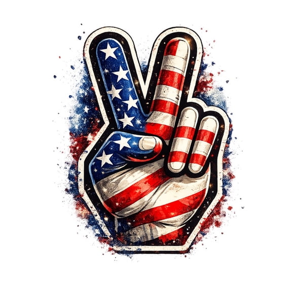 SkyOlla 3D Realistic Patriotic American Flag Painted Peace Sign Hand Vinyl Wall Sticker Decal Living Room Decor, Pack of 2, Size 50x59 cm