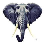 SkyOlla Angry African Elephant Face Wall Sticker 59x45 cm Wild Animal Large Tusks Head Portrait Grey Textured Silhouette Self Adhesive Vinyl Wall Decal Living Room Office Wildlife Decor Pack of 2