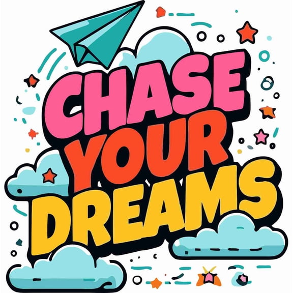 SkyOlla Chase Your Dreams Motivational Quote Wall Sticker 43x60 cm Self Adhesive Vinyl Wall Art for Home, Office, Bedroom, Gym & Study Room Pack of 2