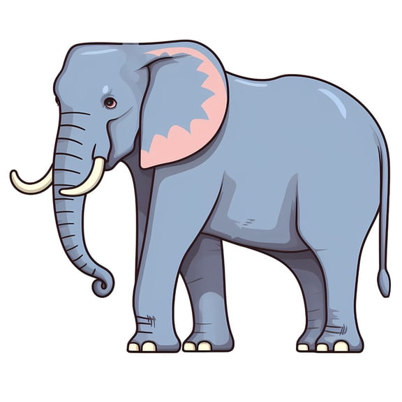 SkyOlla Classic Blue Wildlife Elephant Art Wall Sticker 59x45 cm Soft Pink Ears and White Tusks Silhouette Vinyl Wall Decal Elegant Safari Animal Theme Home Living Room Decor Sticker Pack of 2