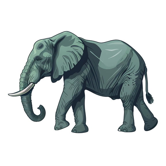 SkyOlla Classic Wild African Grey Elephant Walking Wall Sticker 59x45 cm Minimalist Vector Line Art Textured Trunk Tusk Animal Graphic Self Adhesive Vinyl Wall Decal Home Decor Poster Pack of 2