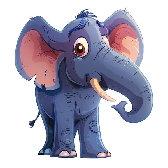 SkyOlla Funny Cartoon Blue Elephant Wall Sticker 59x45 cm Whimsical Big Eyes Expression Playful Sitting Animal Character Sketch Artwork Self Adhesive Vinyl Wall Decal Kids Room Decor Pack of 2