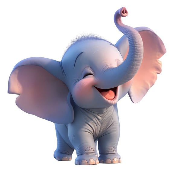 SkyOlla Happy Smiling Baby Elephant Wall Sticker 59x45 cm Cute Light Blue Animal Trunk Up Vinyl Wall Decal Nursery Kids Room Playroom Decor Self Adhesive Poster Cheerful Elephant Sticker Pack of 2
