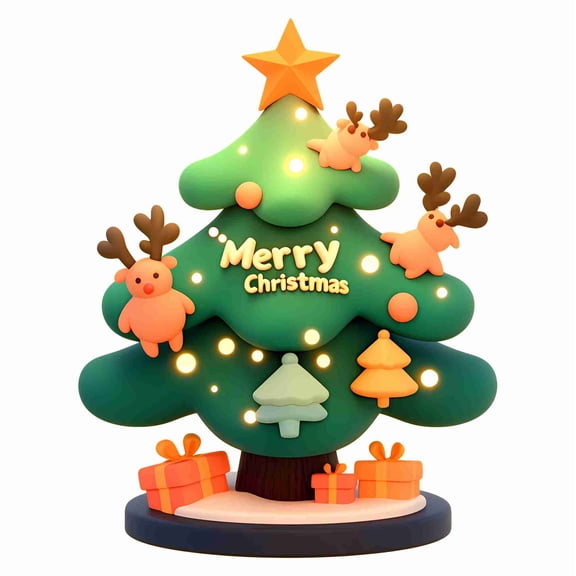 SkyOlla Merry Christmas Tree Lights Wall Sticker Santa Claus Illustration Vinyl Mural for Home, Caf, Office & Kids Room Decoration Self Adhesive Removable | Pack of 2