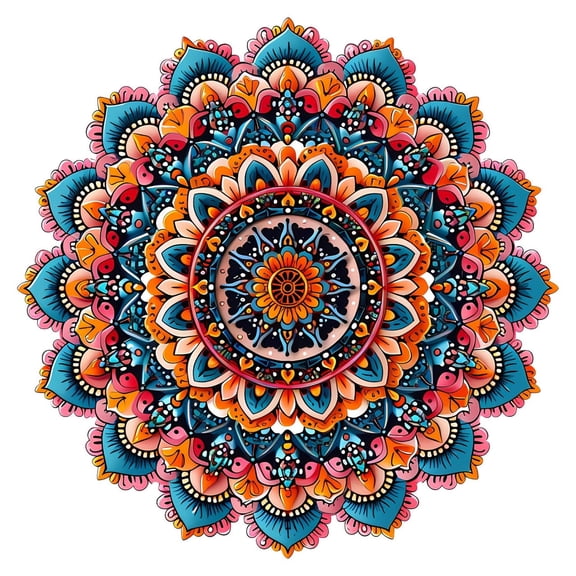 SkyOlla Pack of 2 Colourful Mandala Vinyl Wall Stickers, Each Diameter 46 cm | Large Bohemian Floral Mandala Mural Decals for Home Wall Decor | Waterproof Removable Art Posters