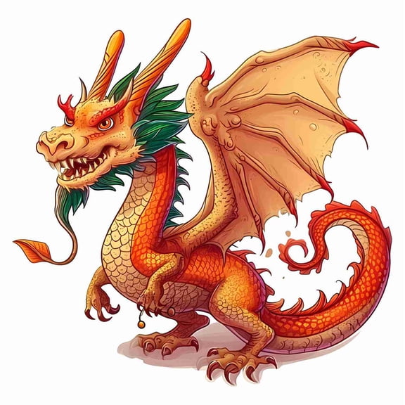 SkyOlla Pack of 2 Epic Red Dragon Vinyl Wall Stickers 59x43cm | Fire Dragon Wall Art for Office, Studio & Cafe | Waterproof Peel & Stick Fantasy Decor