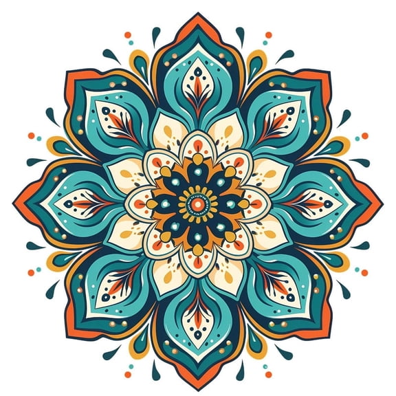 SkyOlla Pack of 2 Mandala Wall Decals, Each Diameter 46 cm | Colourful Boho Floral Mandala Vinyl Stickers for Living Room Bedroom | Waterproof PVC Decor