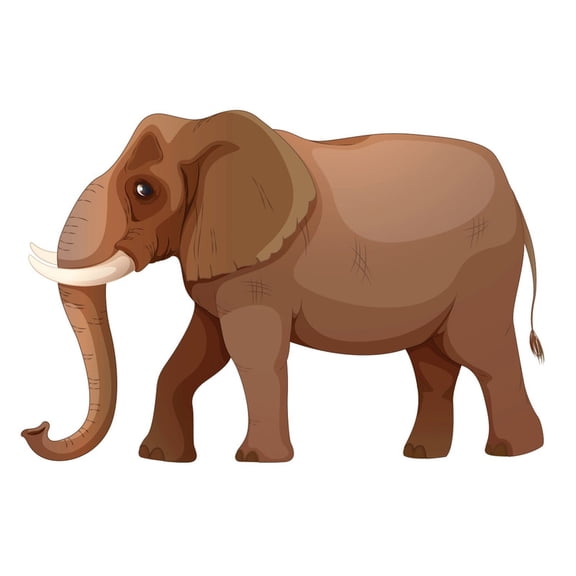 SkyOlla Realistic Brown African Elephant Wall Sticker 59x45 cm Classic Wildlife Animal Side Profile Long White Tusks Silhouette Vinyl Wall Decal Office Study Living Room Wall Decor Pack of 2
