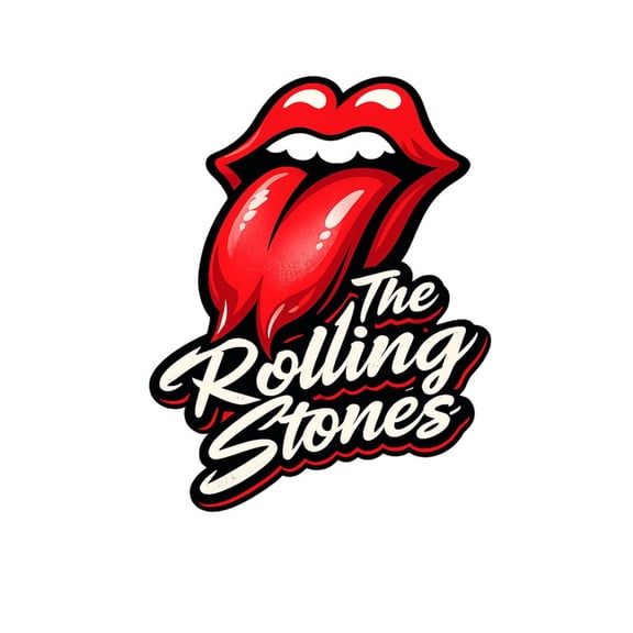 SkyOlla Retro Rock Band Logo Vinyl Wall Sticker, Classic Lips & Music Text Decal Mural for Guitar Room, Pack of 2, 50x59 cm