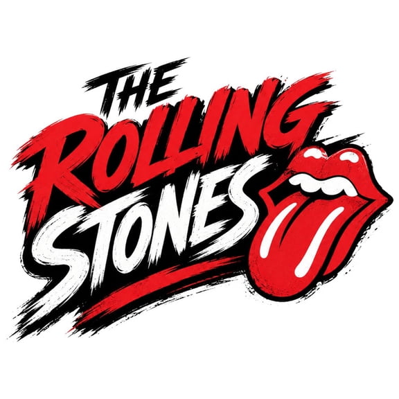 SkyOlla Retro Rock Band Typography Vinyl Wall Sticker, Red Lips Tongue Classic Music Logo Decal Mural for Home Decor, Pack of 2, 50x59 cm