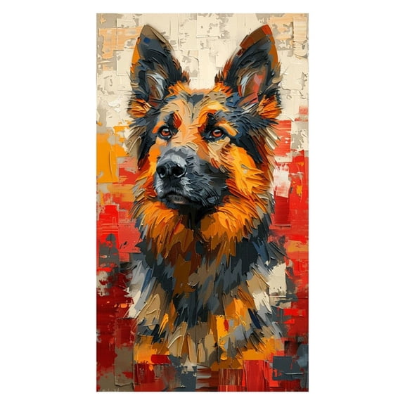 SkyOlla Self Adhesive Vinyl Wall Posters Pack of 2 German Shepherd Dog Painting Colorful Abstract Animal Portrait Art Prints for Living Room Pet Shop Decor Waterproof Stickers Decals 20x16 Inch