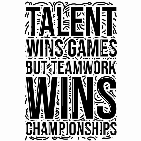SkyOlla Talent Wins Games But Teamwork Wins Championships Quote Wall Sticker 43x60 cm Self Adhesive Vinyl Wall Dcor for Office, Gym, Study Room Pack of 2