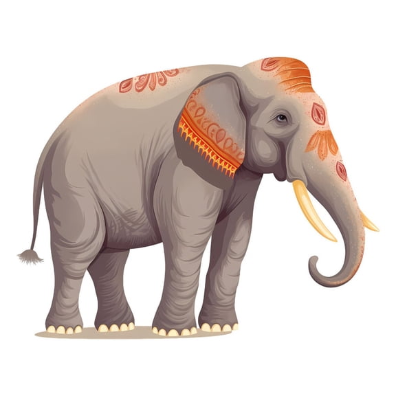 SkyOlla Traditional Elephant Wall Sticker 59x45 cm Grey Ethnic Animal Vinyl Wall Decal Rajasthani Style Pattern Self Adhesive Poster Indian Culture Elephant Sticker for Living Room Home Pack of 2