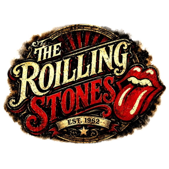 SkyOlla Vintage Style Rock Band Emblem Vinyl Wall Sticker, Retro Distressed Music Badge Decal Mural for Garage, Pack of 2, 50x59 cm
